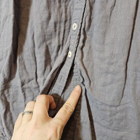 Sacred Threads Womens Free Size Grey Tunic Beaded Button Front Missing 2 Buttons - Picture 5 of 8